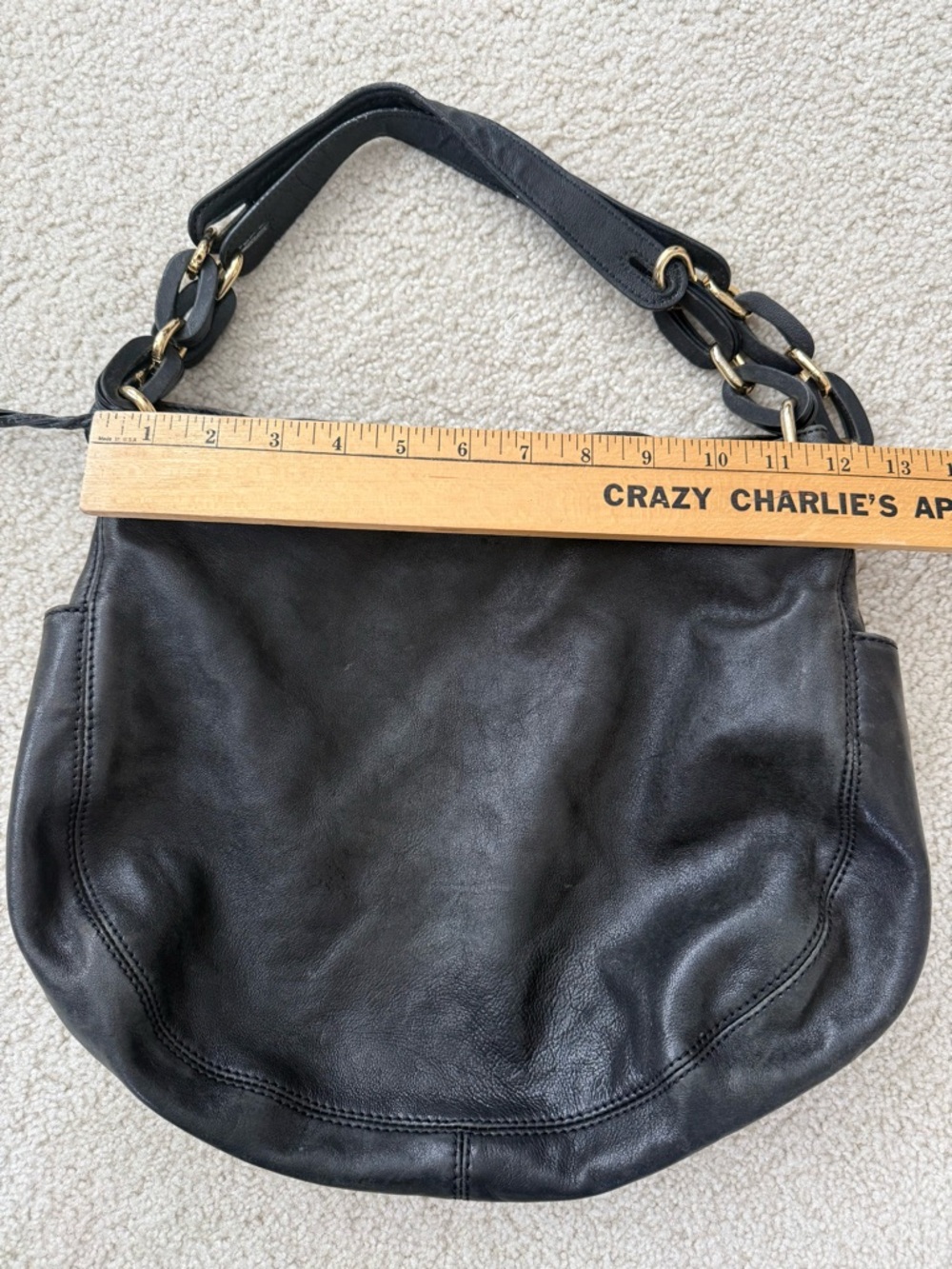 Michael Kors Black Leather Hobo with Gold Hardware - Picture 10 of 16
